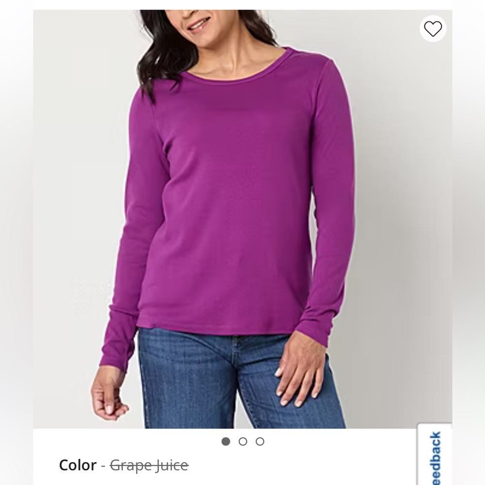 St. John's Bay Womens Crew Neck Long Sleeve T-Shirt Size L